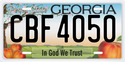 GA license plate CBF4050