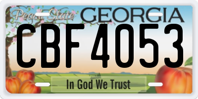 GA license plate CBF4053