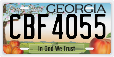 GA license plate CBF4055