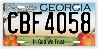 GA license plate CBF4058
