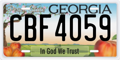 GA license plate CBF4059