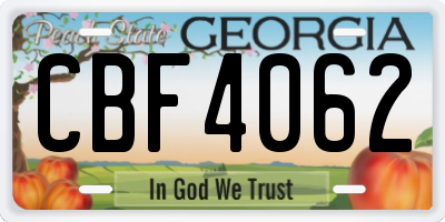GA license plate CBF4062