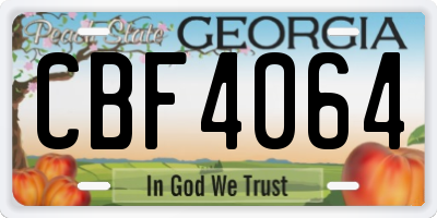 GA license plate CBF4064