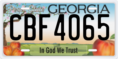 GA license plate CBF4065