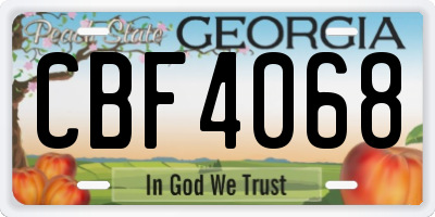 GA license plate CBF4068