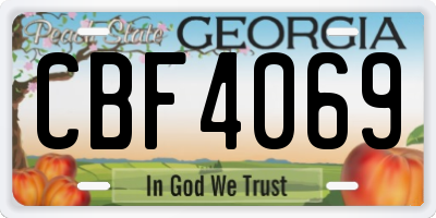 GA license plate CBF4069