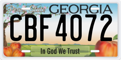 GA license plate CBF4072