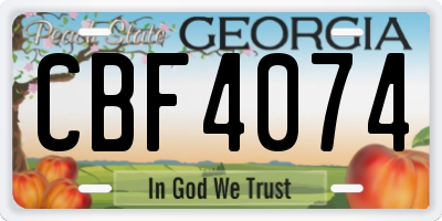 GA license plate CBF4074