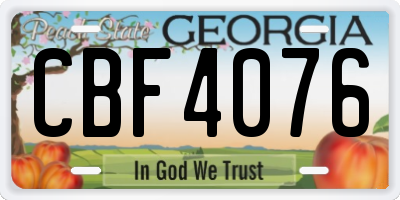 GA license plate CBF4076