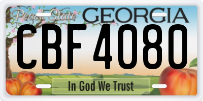GA license plate CBF4080