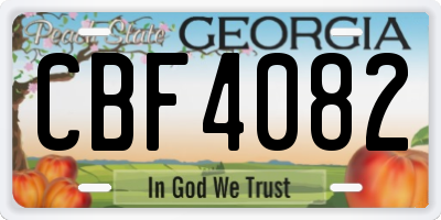 GA license plate CBF4082