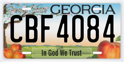 GA license plate CBF4084