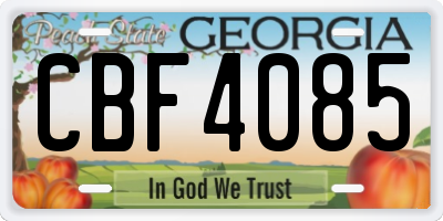 GA license plate CBF4085
