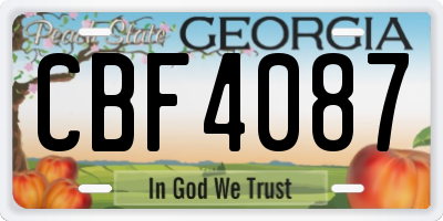GA license plate CBF4087
