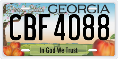 GA license plate CBF4088