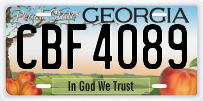 GA license plate CBF4089