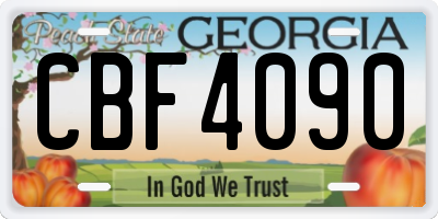 GA license plate CBF4090