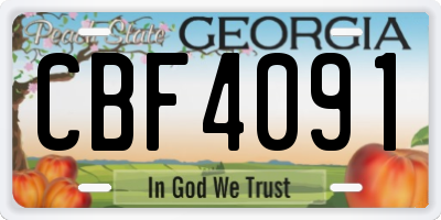 GA license plate CBF4091