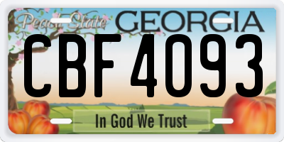 GA license plate CBF4093
