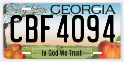 GA license plate CBF4094