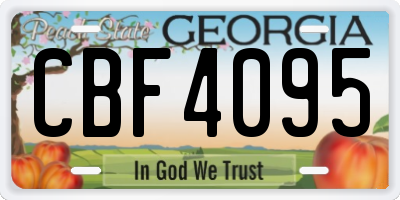 GA license plate CBF4095