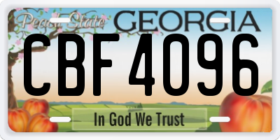 GA license plate CBF4096