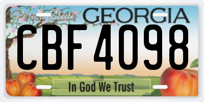 GA license plate CBF4098
