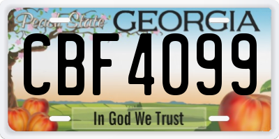 GA license plate CBF4099