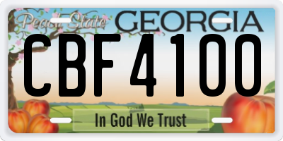 GA license plate CBF4100