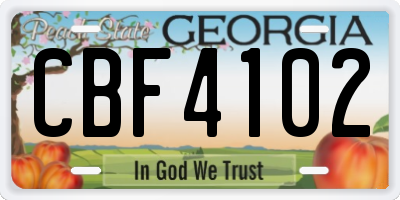 GA license plate CBF4102