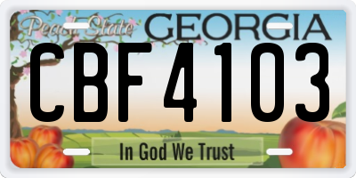 GA license plate CBF4103