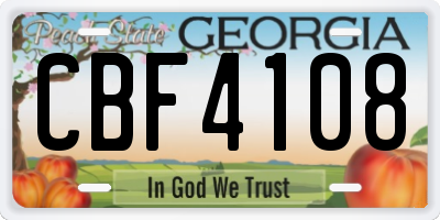 GA license plate CBF4108