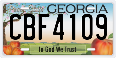 GA license plate CBF4109
