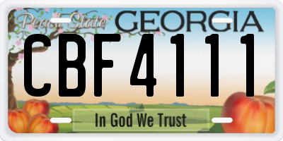 GA license plate CBF4111
