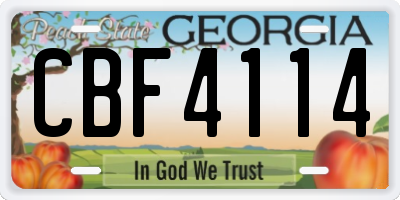 GA license plate CBF4114