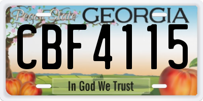 GA license plate CBF4115