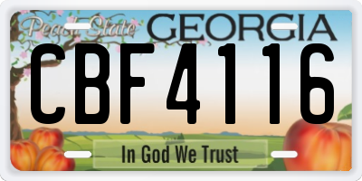 GA license plate CBF4116
