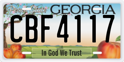 GA license plate CBF4117