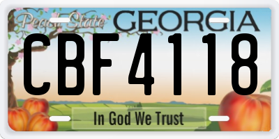 GA license plate CBF4118