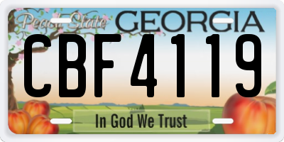GA license plate CBF4119