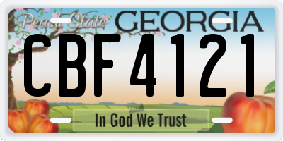 GA license plate CBF4121