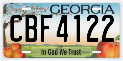GA license plate CBF4122