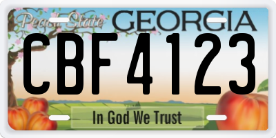 GA license plate CBF4123
