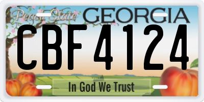 GA license plate CBF4124