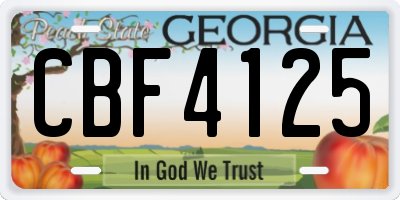 GA license plate CBF4125