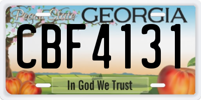 GA license plate CBF4131