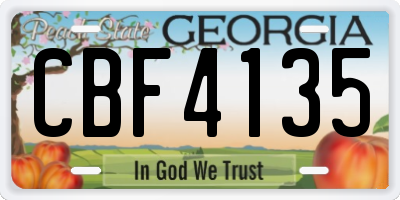 GA license plate CBF4135