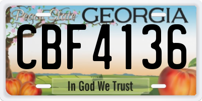 GA license plate CBF4136