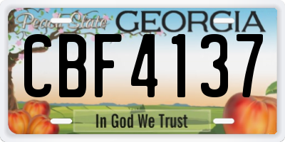 GA license plate CBF4137