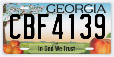 GA license plate CBF4139